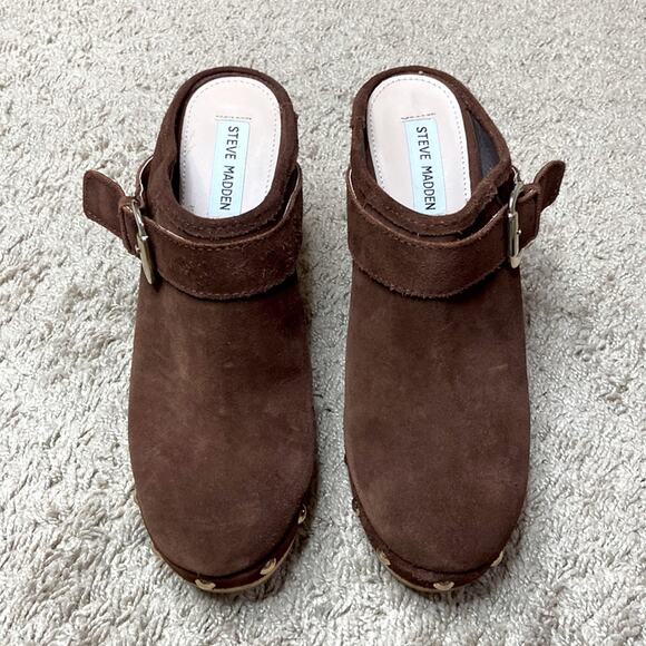 NWOT Steve Madden Women Y2K Brown Hilde Suede Platform Mule Size 8.5 - Picture 2 of 9